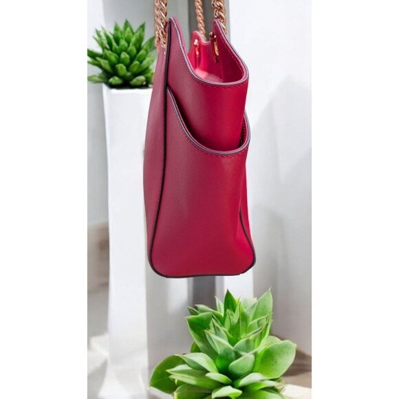 NWT Michael Michael Kors Jet Set Large Saffiano Leather Shoulder Bag Scarlet - Picture 4 of 9